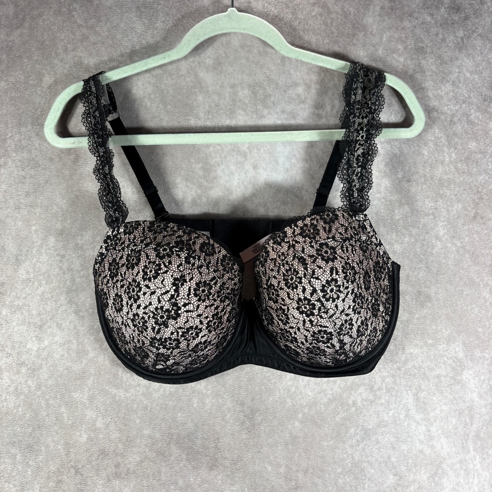 Victoria's Secret‎ Bra Womens 38DD Black Dream Angels Lined Demi Lace Underwire